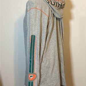 🐬 🐬🐬MIAMI DOLPHINS NFL REEBOK LONG SLEEVE 100% LIGHTWEIGHT COTTON HOODIE MENS LG